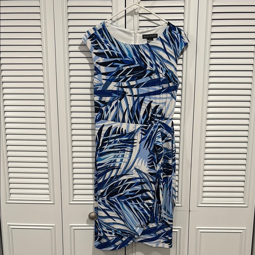Blue Palm Print Dress